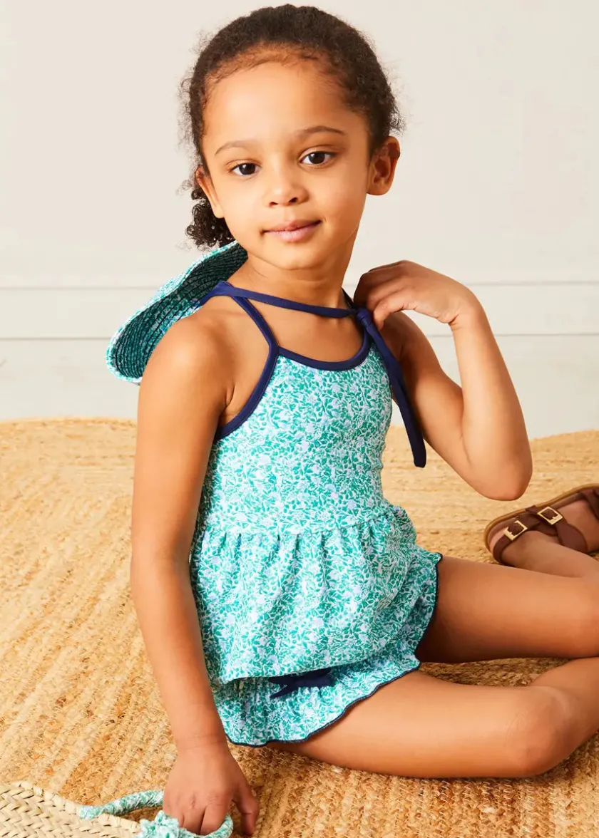 Swimwear | Swimwear | Pepa London Adelaide Floral Bow Detail Two Piece Swimsuit in Green (2-10yrs)