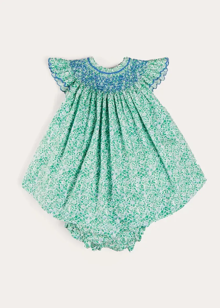 Dresses | Dresses | Pepa London Adelaide Floral Hand Smocked Sleeveless Dress With Bloomers in Green (3mths-3yrs)