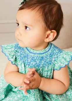 Dresses | Dresses | Pepa London Adelaide Floral Hand Smocked Sleeveless Dress With Bloomers in Green (3mths-3yrs)