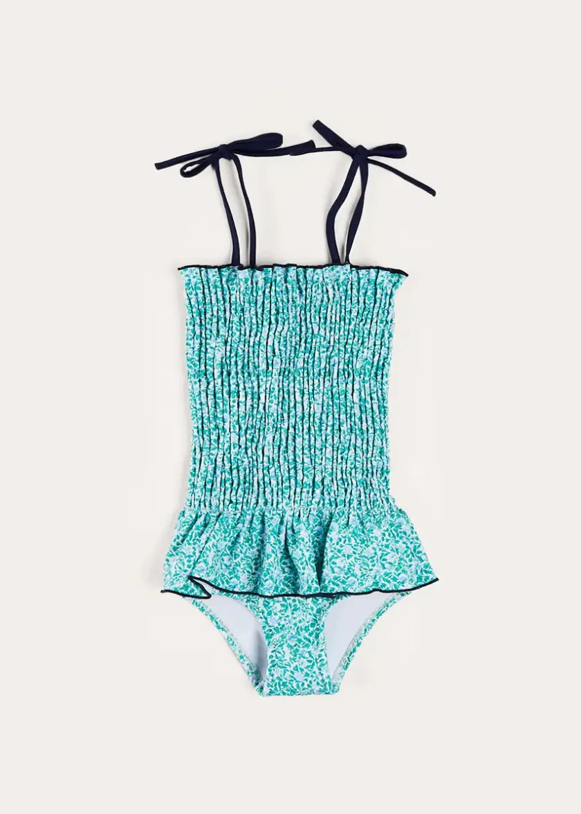 Swimwear | Swimwear | Pepa London Adelaide Floral Smock Detail Swimsuit in Green (2-10yrs)