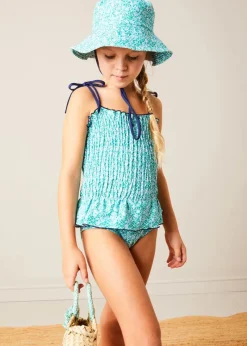 Swimwear | Swimwear | Pepa London Adelaide Floral Smock Detail Swimsuit in Green (2-10yrs)