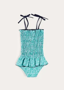Swimwear | Swimwear | Pepa London Adelaide Floral Smock Detail Swimsuit in Green (2-10yrs)