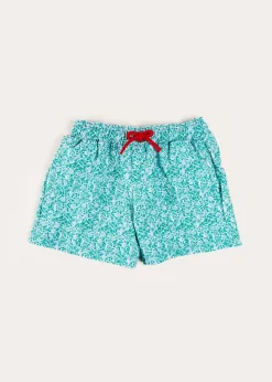 Swimwear | Swimwear | Pepa London Adelaide Floral Tie Detail Swim Shorts in Green (2-10yrs)