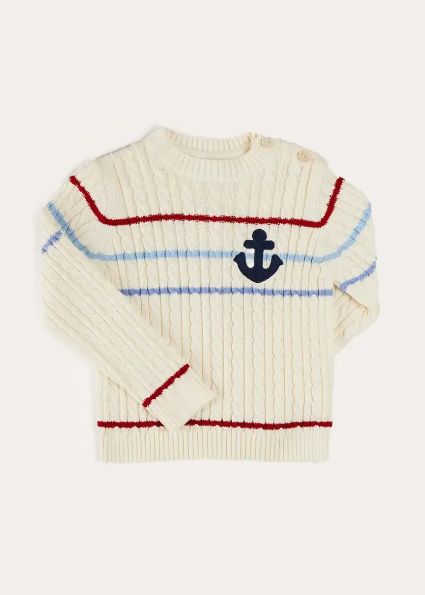 Knitwear & Cardigans | Pepa London Anchor Motif Cable Detail Jumper in Beige (2-10yrs)