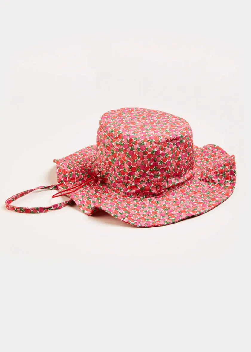 Hair Accessories | Hats | Pepa London Annie Floral Print Beach Hat in Pink (1-8yrs)