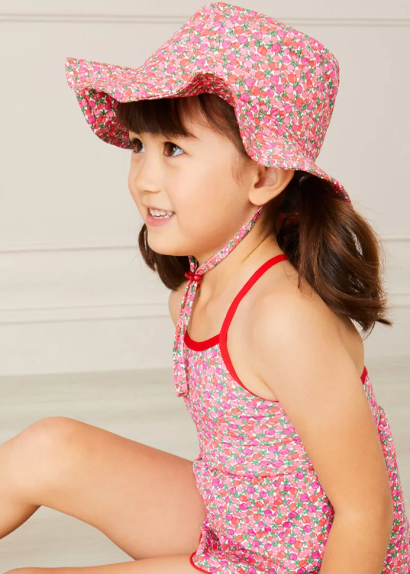 Hair Accessories | Hats | Pepa London Annie Floral Print Beach Hat in Pink (1-8yrs)