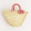 Swimwear | Swimwear | Pepa London Annie Floral Print Bow Detail Straw Bag in Pink (S-M)