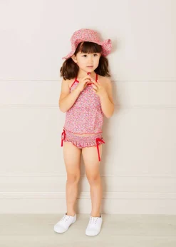 Swimwear | Swimwear | Pepa London Annie Floral Print Bow Detail Two Piece Swimsuit in Pink (12mths-6yrs)