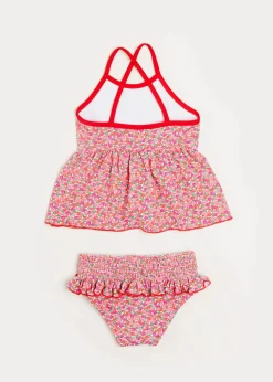 Swimwear | Swimwear | Pepa London Annie Floral Print Bow Detail Two Piece Swimsuit in Pink (12mths-6yrs)