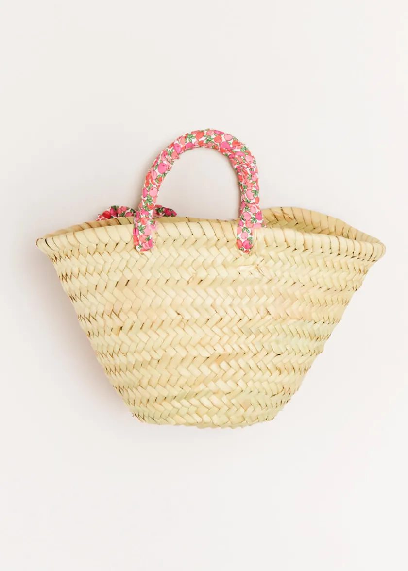 Swimwear | Swimwear | Pepa London Annie Floral Print Bow Detail Straw Bag in Pink (S-M)