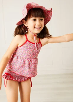Swimwear | Swimwear | Pepa London Annie Floral Print Bow Detail Two Piece Swimsuit in Pink (12mths-6yrs)