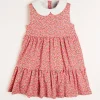 Dresses | Pepa London Annie Floral Print Scalloped Collar Sleeveless Dress in Coral (4-10yrs)