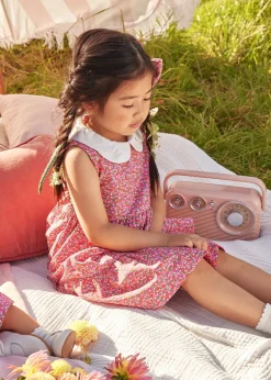 Dresses | Pepa London Annie Floral Print Scalloped Collar Sleeveless Dress in Coral (4-10yrs)