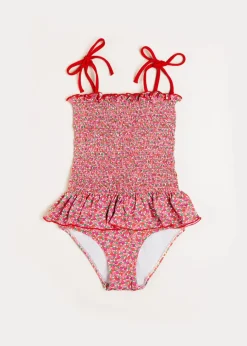 Swimwear | Swimwear | Pepa London Annie Floral Print Smock Detail Swimsuit in Pink (2-8yrs)