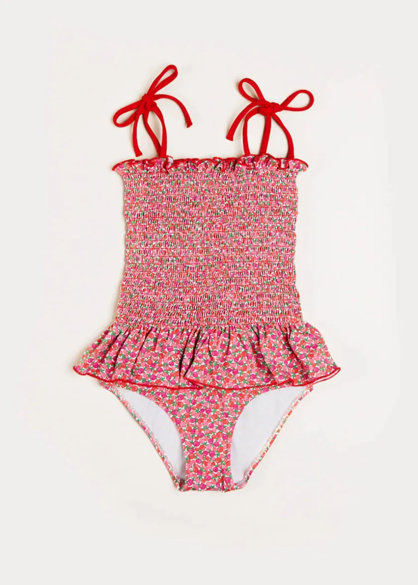 Swimwear | Swimwear | Pepa London Annie Floral Print Smock Detail Swimsuit in Pink (2-8yrs)