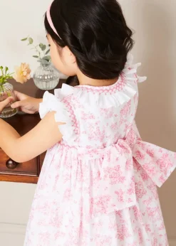 Dresses | Dresses | Pepa London Audrey Toile Hand Smocked Double Breasted Sleeveless Dress in Pink (12mths-10yrs)