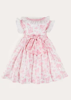 Dresses | Dresses | Pepa London Audrey Toile Hand Smocked Double Breasted Sleeveless Dress in Pink (12mths-10yrs)