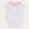 Bodysuits & Baby Grows | Pepa London Audrey Toile Scallop Collar Short Sleeve Bodysuit in Pink (1mth-2yrs)