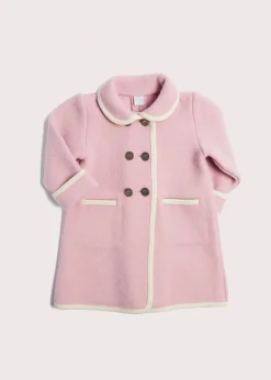 Coats & Jackets | Pepa London Austrian Double Breasted White Trim Baby Coat in Baby Pink (6mths-4yrs)