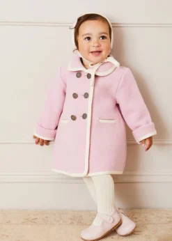 Coats & Jackets | Pepa London Austrian Double Breasted White Trim Baby Coat in Baby Pink (6mths-4yrs)