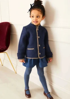 Coats & Jackets | Coats & Jackets | Pepa London Austrian Single Breasted Contrast Trim Jacket in Blue (18mths-10yrs)