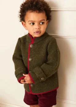 Coats & Jackets | Coats & Jackets | Pepa London Austrian Single Breasted Contrast Trim Jacket in Green (18mths-10yrs)