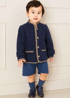 Coats & Jackets | Coats & Jackets | Pepa London Austrian Single Breasted Contrast Trim Jacket in Blue (18mths-10yrs)