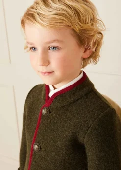 Coats & Jackets | Coats & Jackets | Pepa London Austrian Single Breasted Contrast Trim Jacket in Green (18mths-10yrs)