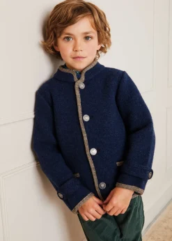 Coats & Jackets | Coats & Jackets | Pepa London Austrian Single Breasted Contrast Trim Jacket in Blue (18mths-10yrs)