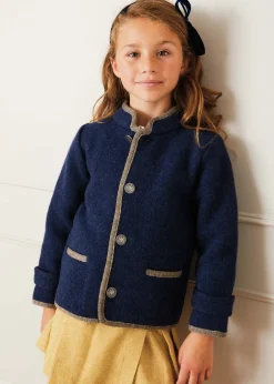 Coats & Jackets | Coats & Jackets | Pepa London Austrian Single Breasted Contrast Trim Jacket in Blue (18mths-10yrs)