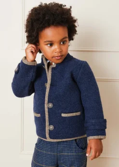 Coats & Jackets | Coats & Jackets | Pepa London Austrian Single Breasted Contrast Trim Jacket in Blue (18mths-10yrs)