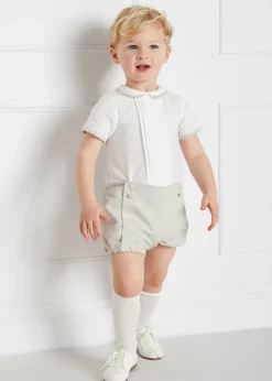 Two-piece Sets | Two-piece Sets | Pepa London Baby Boy Celebration Beige Bloomers and Linen Shirt Set (12mths-3yrs)