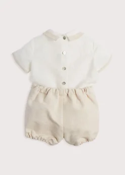 Two-piece Sets | Two-piece Sets | Pepa London Baby Boy Celebration Beige Bloomers and Linen Shirt Set (12mths-3yrs)