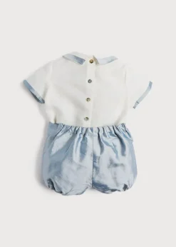 Two-piece Sets | Two-piece Sets | Pepa London Baby Boy Celebration Blue Silk Bloomers and Linen Shirt Set (12mths-4yrs)