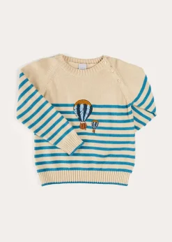 Knitwear & Cardigans | Pepa London Balloon Intarsia Striped Jumper in Beige (12mths-6yrs)