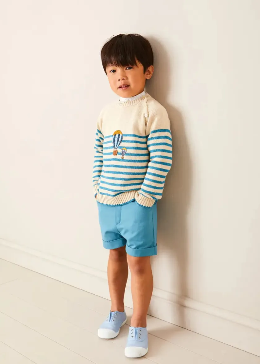 Knitwear & Cardigans | Pepa London Balloon Intarsia Striped Jumper in Beige (12mths-6yrs)