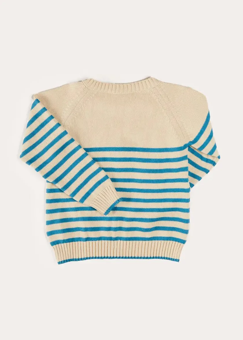 Knitwear & Cardigans | Pepa London Balloon Intarsia Striped Jumper in Beige (12mths-6yrs)