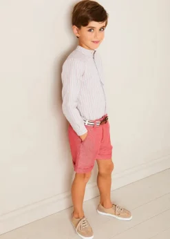 Tops & Shirts | Shirts | Pepa London Beaufort Striped Mao Collar Long Sleeve Shirt in Blue (18mths-10yrs)