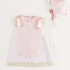 Dresses | Baby Gowns | Pepa London Bespoke Organic Cotton Christening Dress and Bonnet in Light Pink