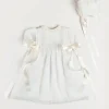 Dresses | Baby Gowns | Pepa London Bespoke Organic Cotton Dress With Shoulder Ribbons and Bonnet