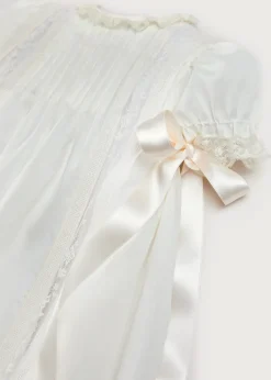 Dresses | Baby Gowns | Pepa London Bespoke Organic Cotton Dress With Shoulder Ribbons and Bonnet