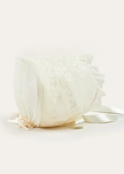 Dresses | Baby Gowns | Pepa London Bespoke Organza Silk Christening Gown With Antique Lace and Bonnet