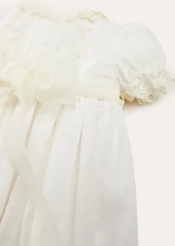 Dresses | Baby Gowns | Pepa London Bespoke Plumeti Embroidered Organic Lawn Cotton Christening Dress and Bonnet