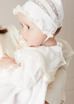 Dresses | Baby Gowns | Pepa London Bespoke Traditional Christening Gown with Front Satin Sash and Bonnet