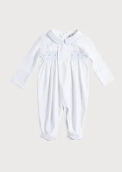 Two-piece Sets | Nightwear | Pepa London Blue Hand Smocked Cotton All-in-One (1-18mths)