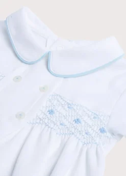 Two-piece Sets | Nightwear | Pepa London Blue Hand Smocked Cotton All-in-One (1-18mths)