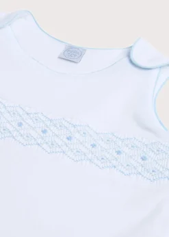 Nightwear | Nightwear | Pepa London Blue Hand Smocked Sleeping Bag (3-18mths)