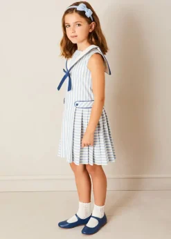 Hair Accessories | Gifting | Pepa London Blue Linen Big Bow Hairband