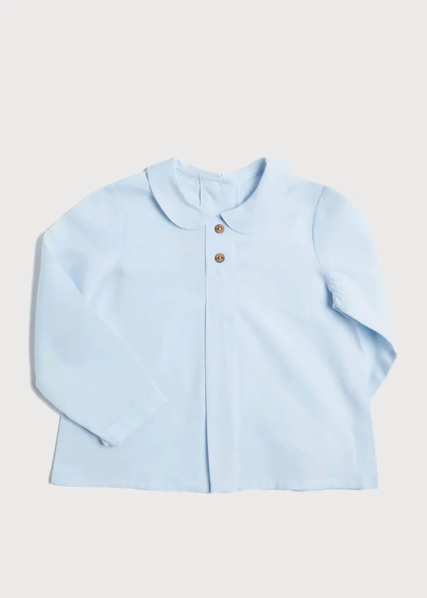 Shirts | Pepa London Blue Peter Pan Collar Shirt With Front Pleat (12mths-3yrs)