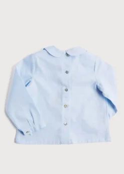 Shirts | Pepa London Blue Peter Pan Collar Shirt With Front Pleat (12mths-3yrs)